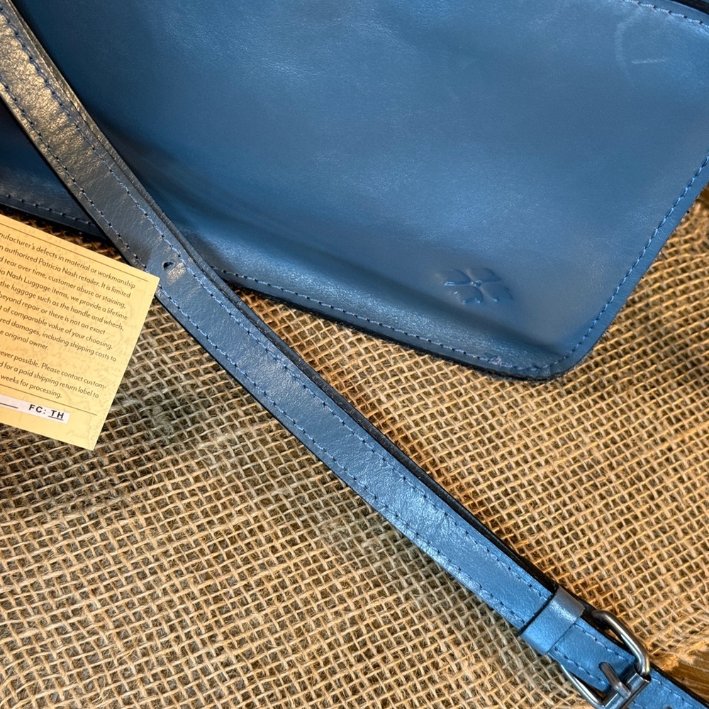 Patricia Nash Nazaire Blue Leather Top Zip Crossbody Bag - Picture 14 of 16